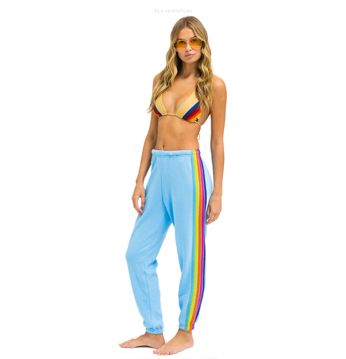 Aviator Nation 5 Stripe Sweatpants in Sky