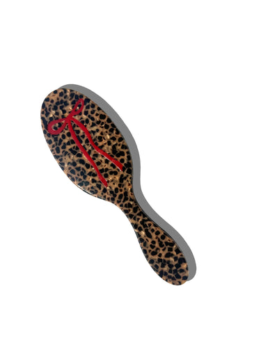 Solar Eclipse - Hand-painted Leopard Bow Acetate 2-1 Daily Hair Brush