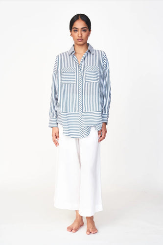 Mirth KYOTO BLOUSE IN OCEAN STRIPE