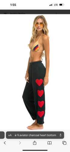 Aviator Nation Heart Stitch 4 Sweatpants in Charcoal