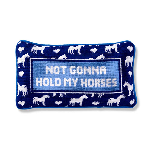 Furbish Studio - Hold My Horses Needlepoint Pillow